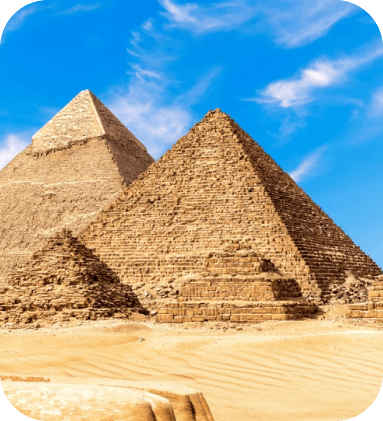 Great Pyramids of Giza in the desert